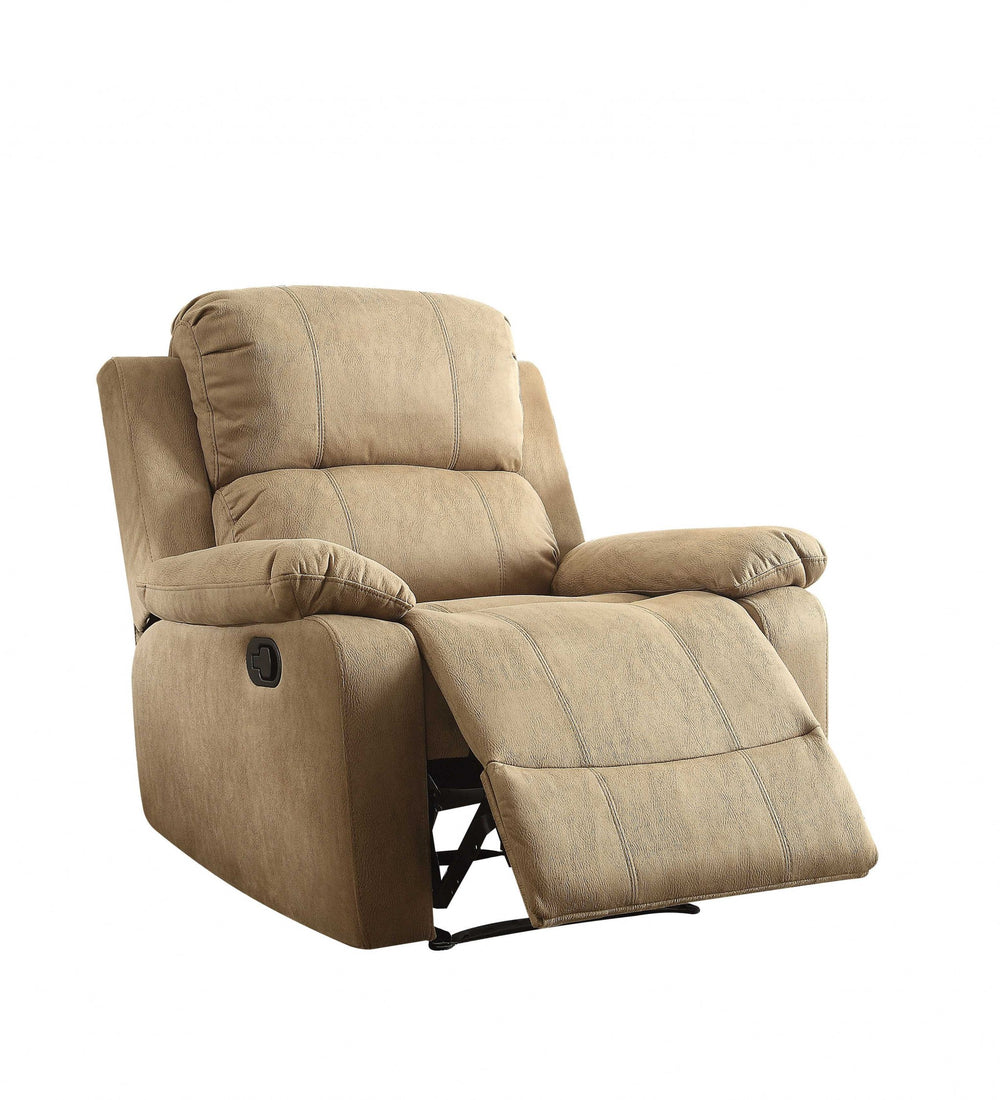 Homeroots 38" X 38" X 39" Brown Polished Microfiber Fabric Recliner Light Brown  286178