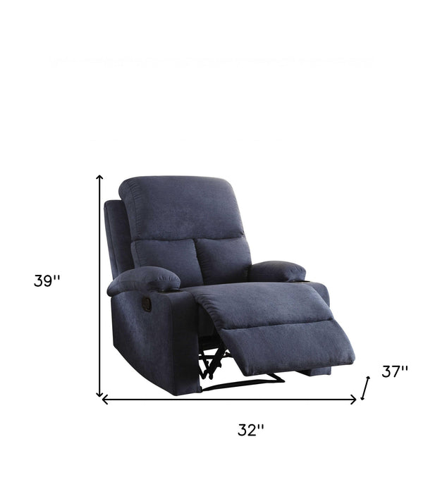 Homeroots 32" Blue Linen Recliner Blue  286181