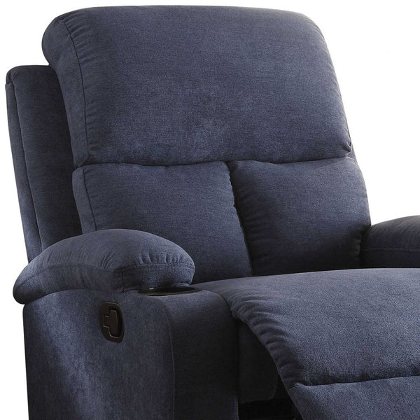 Homeroots 32" Blue Linen Recliner Blue  286181