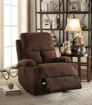 Homeroots 32" Chocolate Linen Recliner Chocolate  286182
