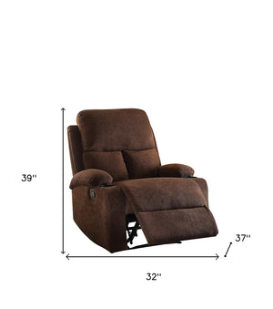 Homeroots 32" Chocolate Linen Recliner Chocolate  286182