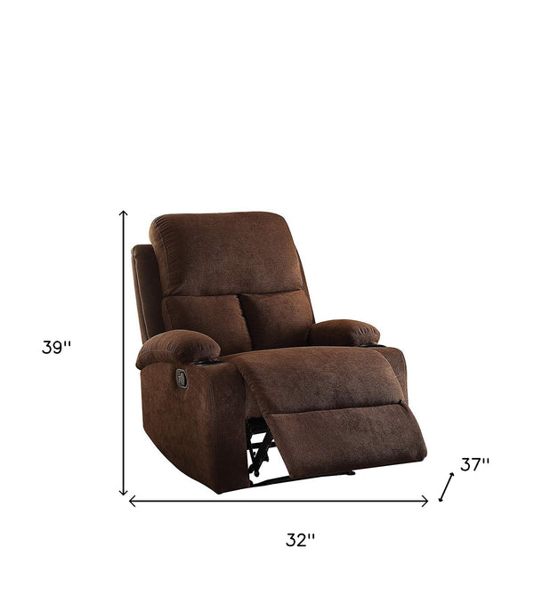 Homeroots 32" Chocolate Linen Recliner Chocolate  286182