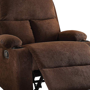 Homeroots 32" Chocolate Linen Recliner Chocolate  286182