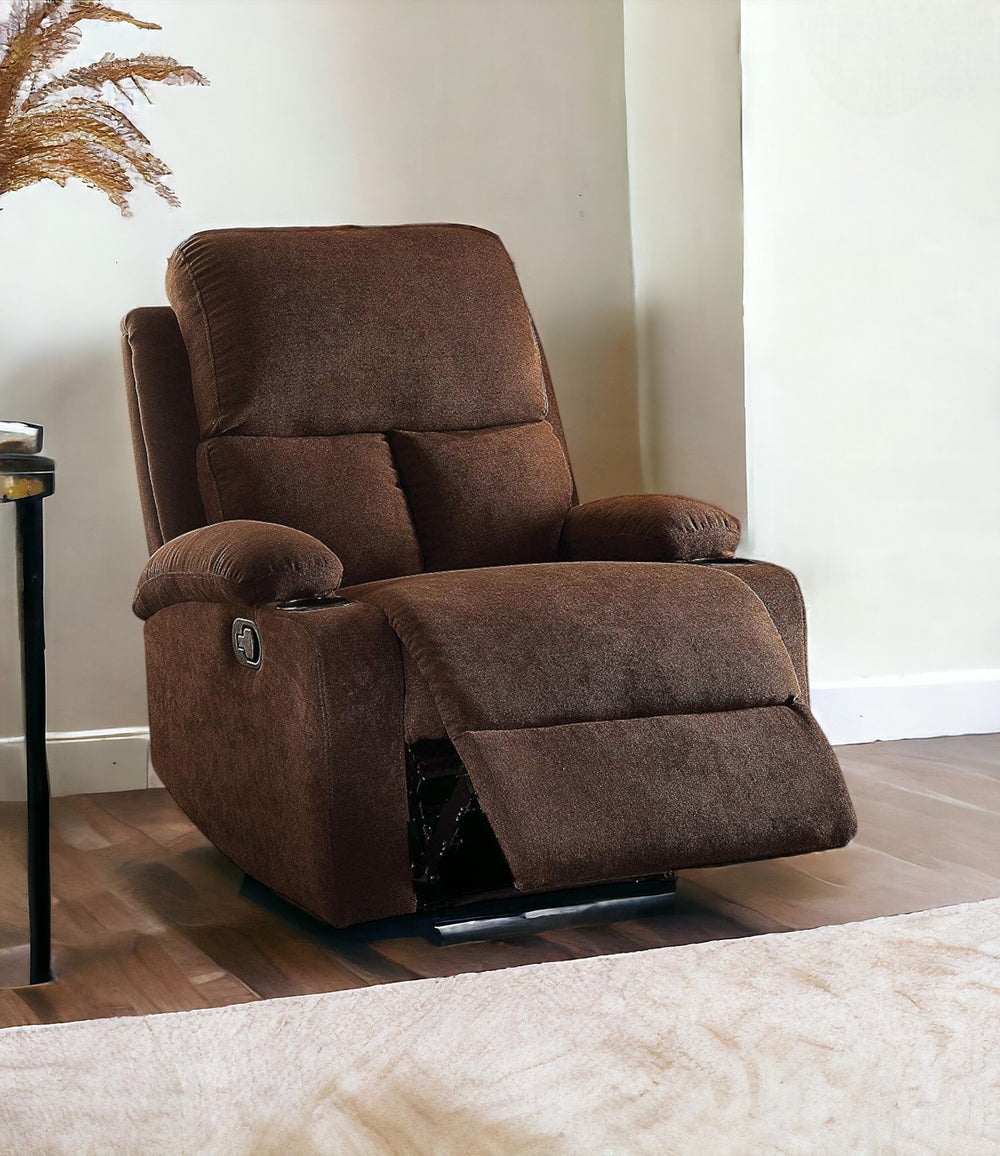 Homeroots 32" Chocolate Linen Recliner Chocolate  286182