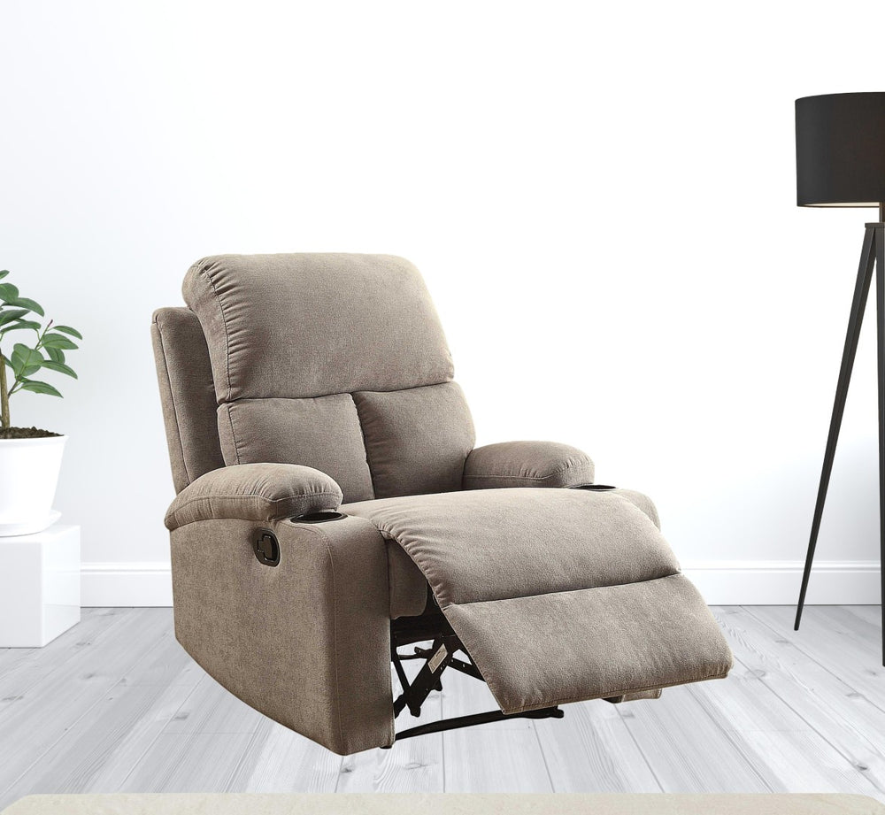 HomeRoots 32" Luxurious Linen Recliner with Plush Comfort and Space-Saving Design for Modern Living Spaces Gray 286183