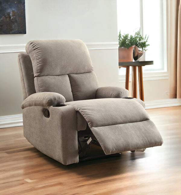 Homeroots 32" Gray Linen Recliner Gray  286183