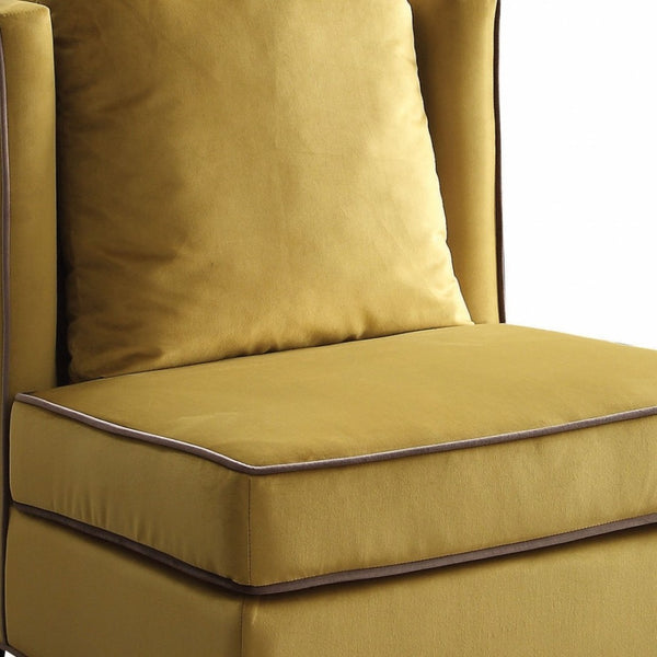 HomeRoots 29" Bold Yellow and Black Velvet Side Chair with Toss Pillow - Stylish Comfort for Any Space 286189