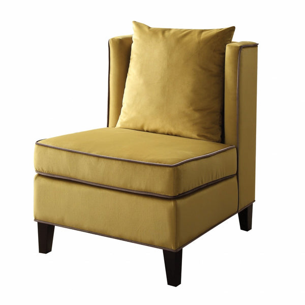 HomeRoots 29" Bold Yellow and Black Velvet Side Chair with Toss Pillow - Stylish Comfort for Any Space 286189