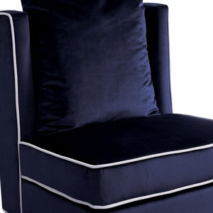 Homeroots 29" Dark Blue And Black Velvet Slipper Chair   286191