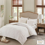 Bahari Coastal 3 Piece Tufted Cotton Chenille Palm Comforter Set