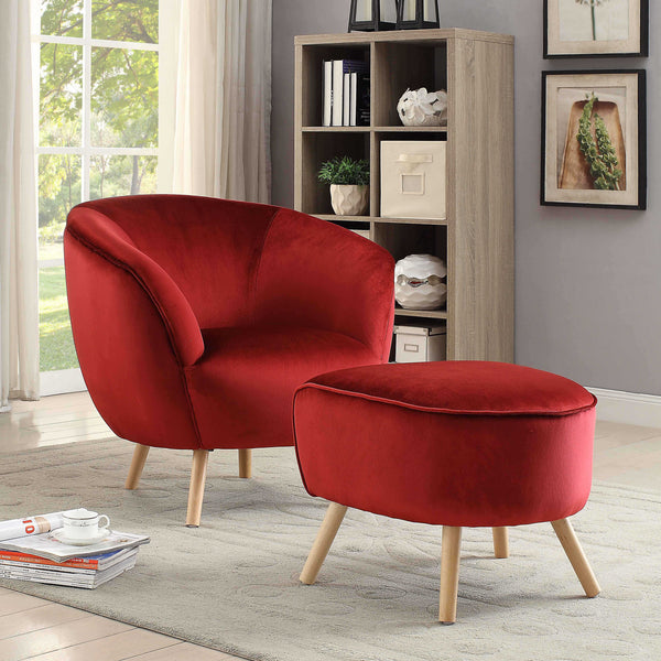Homeroots 35" X 39" X 33" Red Velvet Accent Chair   286214
