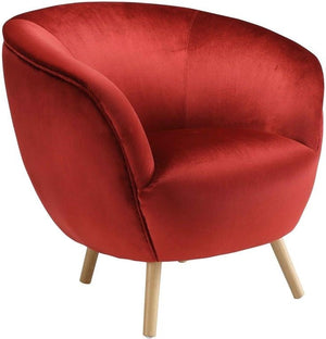 Homeroots 35" X 39" X 33" Red Velvet Accent Chair   286214
