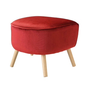 Homeroots 22" Red Velvet And Brown Ottoman   286215