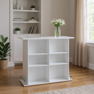 HomeRoots 47" White High-Top Rectangular Bar Table - Modern Style, Built-in Storage, Durable & Elegant Design 286226