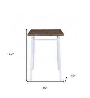 Homeroots 30" Brown And White Square Manufactured Wood Bar Table   286229