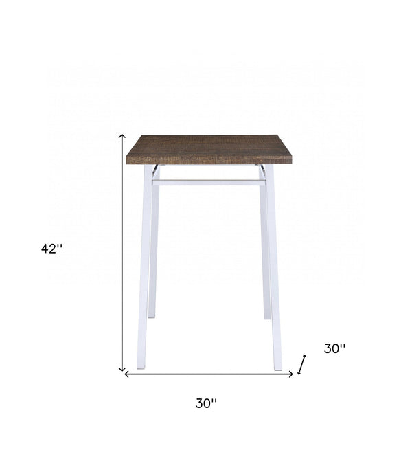 Homeroots 30" Brown And White Square Manufactured Wood Bar Table   286229