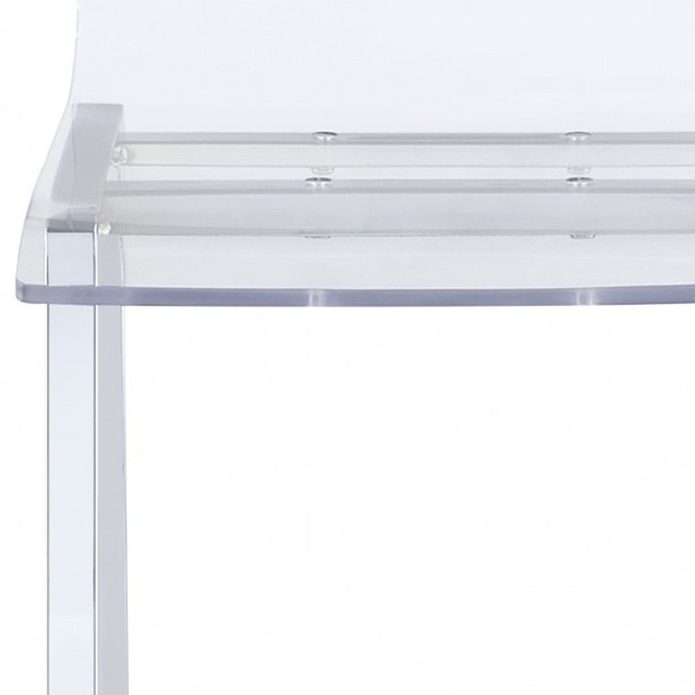HomeRoots Set of Two Stylish Clear and White Iron Backless Bar Chairs for Modern Kitchen and Dining Spaces 286230