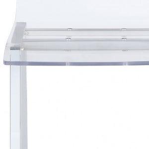 HomeRoots Set of Two Stylish Clear and White Iron Backless Bar Chairs for Modern Kitchen and Dining Spaces 286230