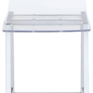 HomeRoots Set of Two Stylish Clear and White Iron Backless Bar Chairs for Modern Kitchen and Dining Spaces 286230