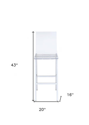 HomeRoots Set of Two Stylish Clear and White Iron Backless Bar Chairs for Modern Kitchen and Dining Spaces 286230