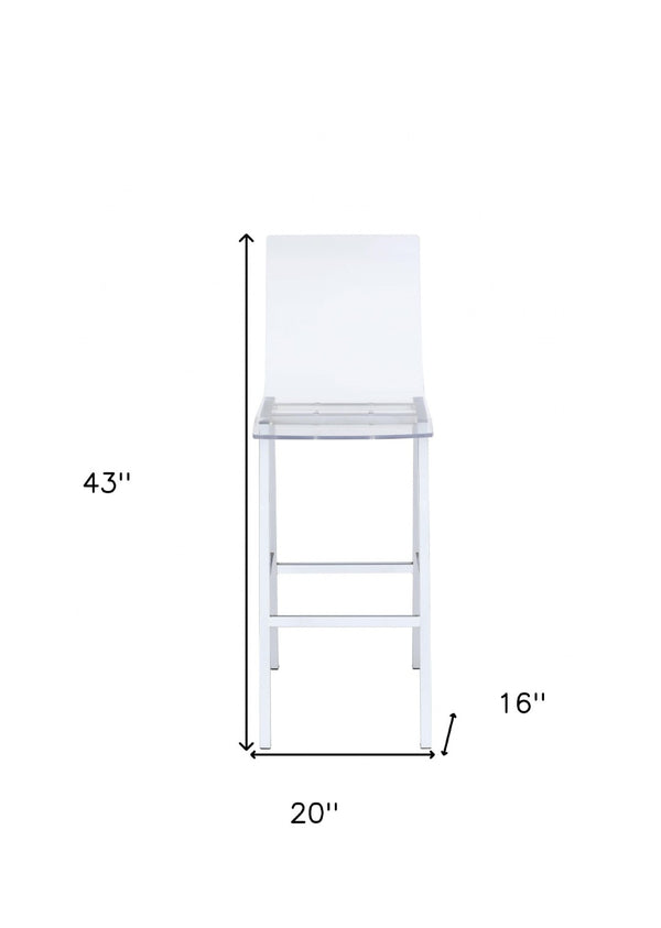 HomeRoots Set of Two Stylish Clear and White Iron Backless Bar Chairs for Modern Kitchen and Dining Spaces 286230