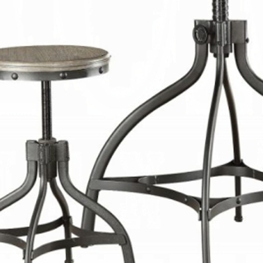 Homeroots 36" X 36" X 36" 3pc Pack Gray Oak Adjustable Counter Height Dining Set  Mdf 286238