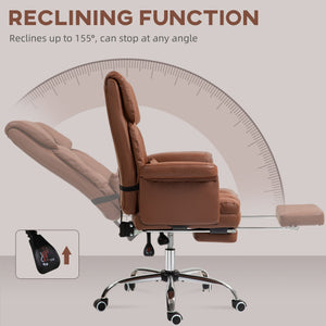 English Elm Homcom Ergonomic Executive Office Chair With Footrest, Pu Leather Upholstery & Lumbar Support, Brown W2225P250007