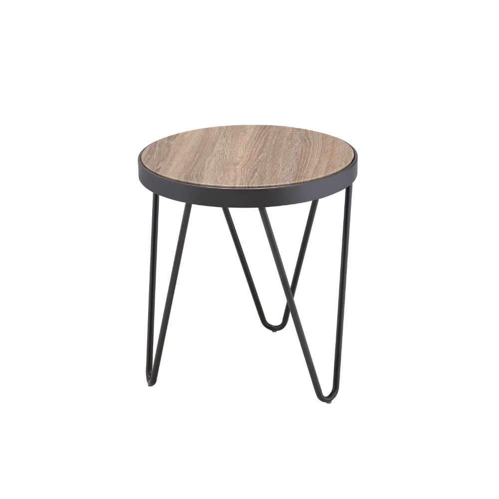 Homeroots 18" Black And Brown Solid Wood Round End Table   286246