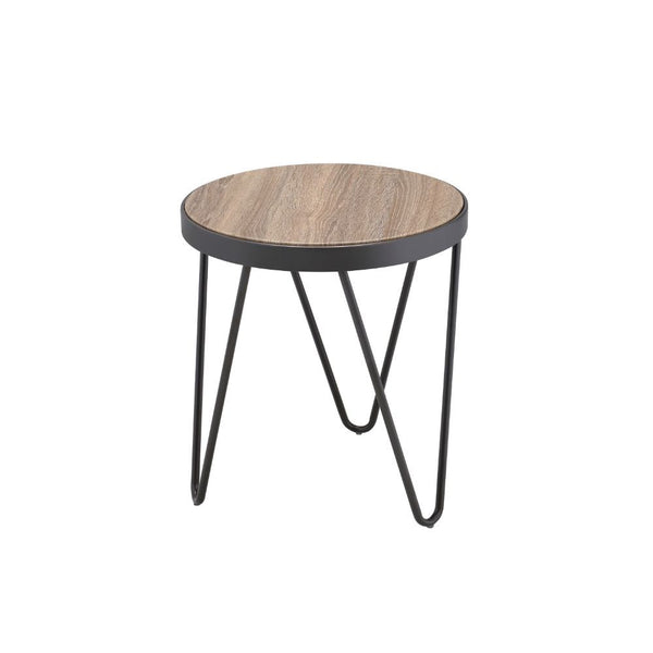 Homeroots 18" Black And Brown Solid Wood Round End Table   286246