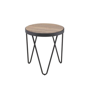 Homeroots 18" Black And Brown Solid Wood Round End Table   286246