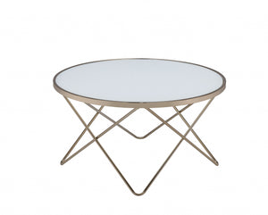 Homeroots 34" X 34" X 18" Frosted Glass Champagne Coffee Table Frosted Glass  286256