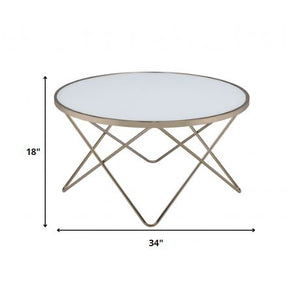 Homeroots 34" X 34" X 18" Frosted Glass Champagne Coffee Table Frosted Glass  286256