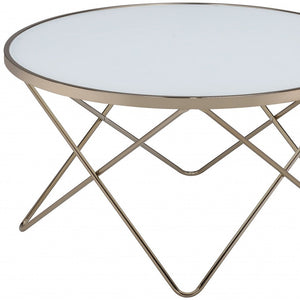Homeroots 34" X 34" X 18" Frosted Glass Champagne Coffee Table Frosted Glass  286256