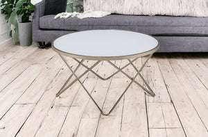 Homeroots 34" X 34" X 18" Frosted Glass Champagne Coffee Table Frosted Glass  286256