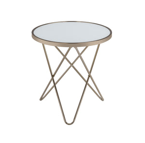 Homeroots 22" Brass And Clear Glass And Iron Round End Table Frosted Glass  286257