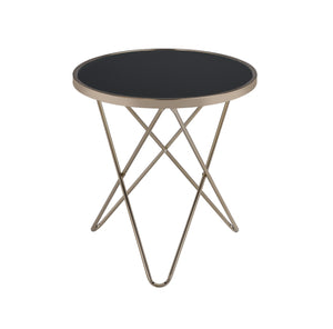 Homeroots Mod Black Glass And Geo Gold End Table Black Glass  286259