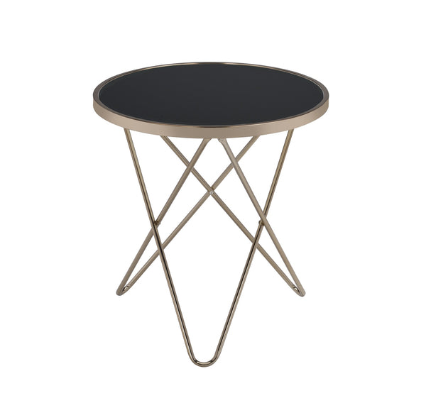 Homeroots Mod Black Glass And Geo Gold End Table Black Glass  286259