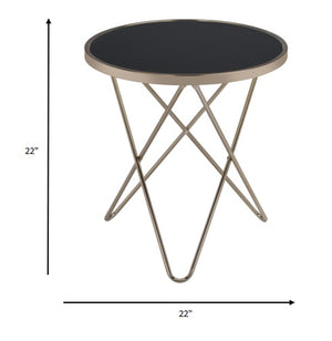 Homeroots Mod Black Glass And Geo Gold End Table Black Glass  286259