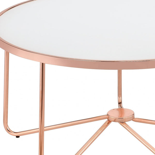 Homeroots 34" X 34" X 18" Frosted Glass And Rose Gold Coffee Table Frosted Glass  286260