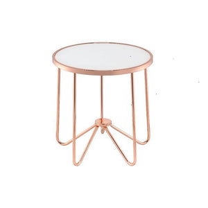 Homeroots 22" Rose Gold And Clear Glass Round End Table Frosted Glass  286261