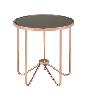 HomeRoots 22" Rose Pink and Black Glass End Table – Stylish Modern Accent for Small Spaces & Versatile Use 286263