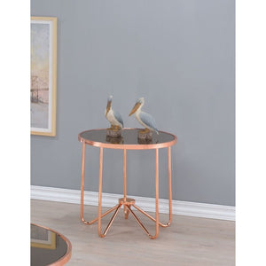 HomeRoots 22" Rose Pink and Black Glass End Table – Stylish Modern Accent for Small Spaces & Versatile Use 286263