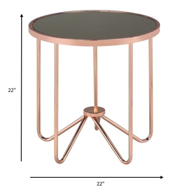 HomeRoots 22" Rose Pink and Black Glass End Table – Stylish Modern Accent for Small Spaces & Versatile Use 286263