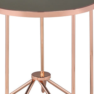 HomeRoots 22" Rose Pink and Black Glass End Table – Stylish Modern Accent for Small Spaces & Versatile Use 286263