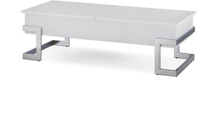 Homeroots 47" White And Silver Metal Lift Top Coffee Table White  286268