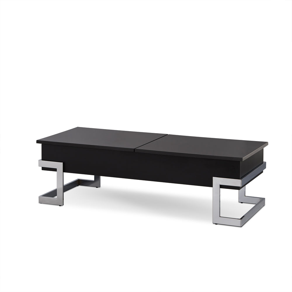 Homeroots 47" Black And Silver Iron Lift Top Coffee Table Black  286269