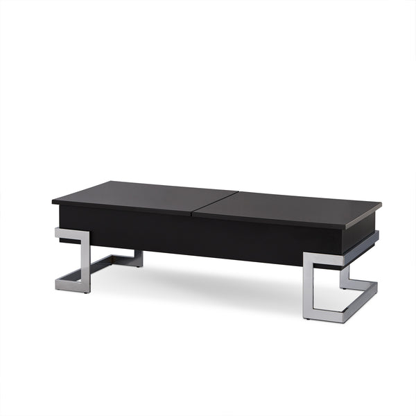 Homeroots 47" Black And Silver Iron Lift Top Coffee Table Black  286269