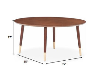 Homeroots 35" X 35" X 17" Walnut Mid-century Modern Coffee Table   286272