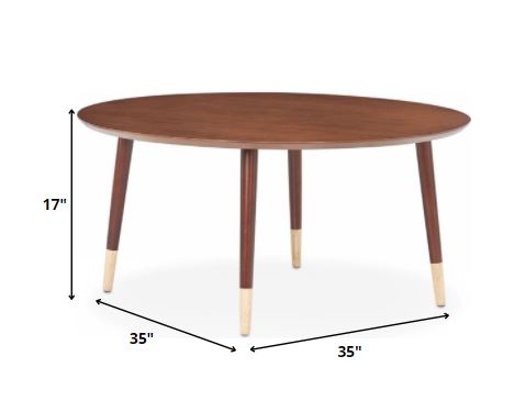 Homeroots 35" X 35" X 17" Walnut Mid-century Modern Coffee Table   286272