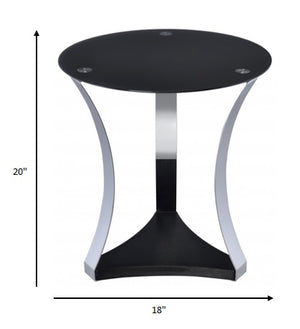 Homeroots 20" Silver And Black Mirrored Glass And Iron Round End Table With Shelf   286276